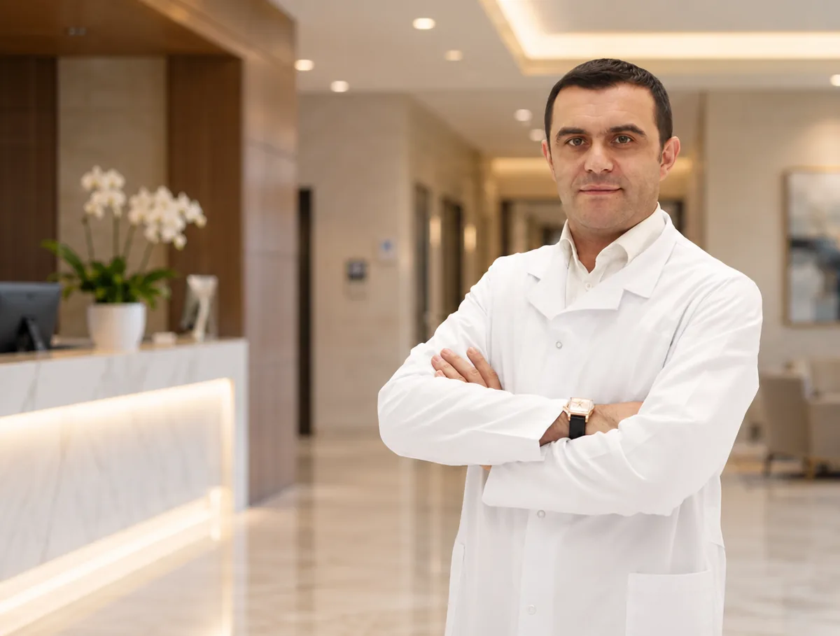 Dr. Aqil Ağakişiyev Avropa Beynəlxalq Hospitalın qəbul zalında